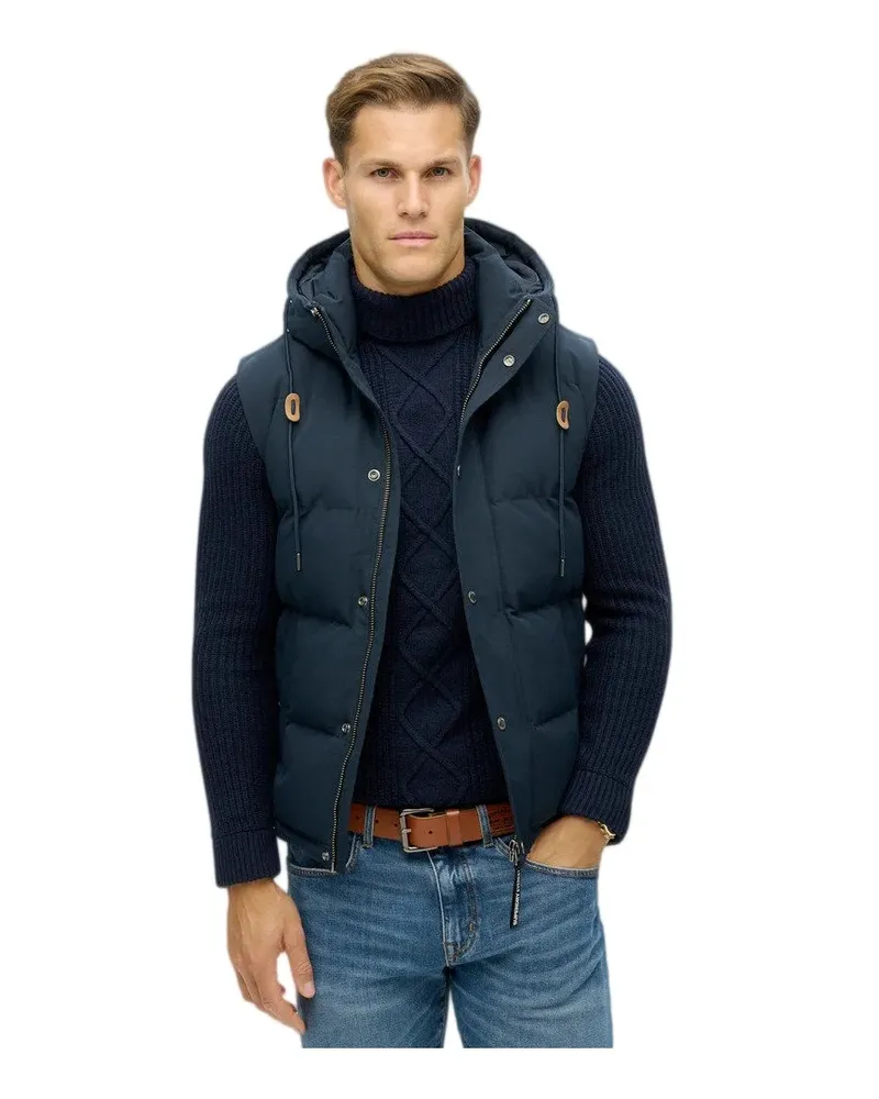 Superdry. Herren Everest ärmellose Steppjacke Blau