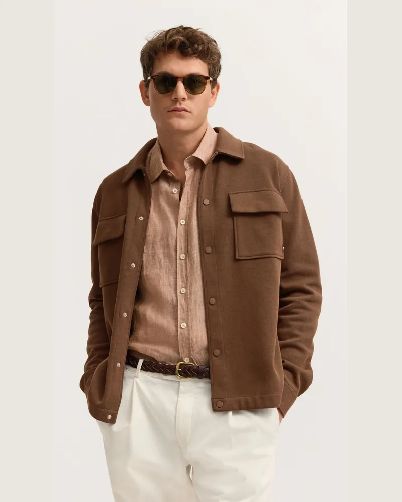 Bugatti Herren Hemdjacke mit Druckknöpfen Braun