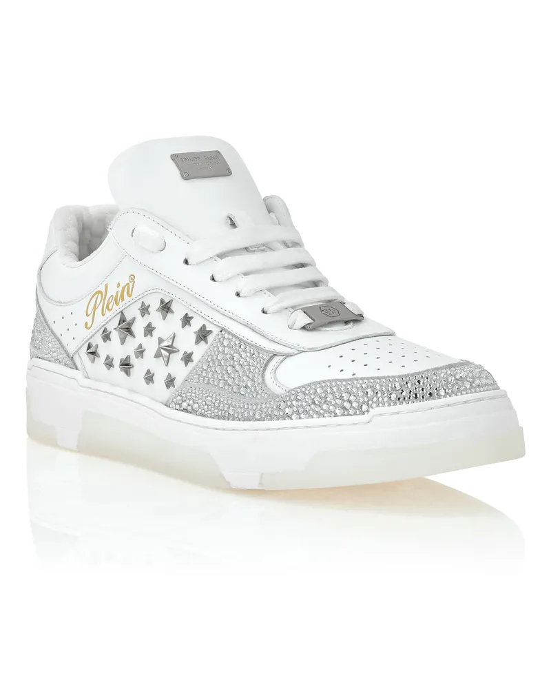 Philipp Plein Low-Top Sneakers Mix Studs Star Weiß