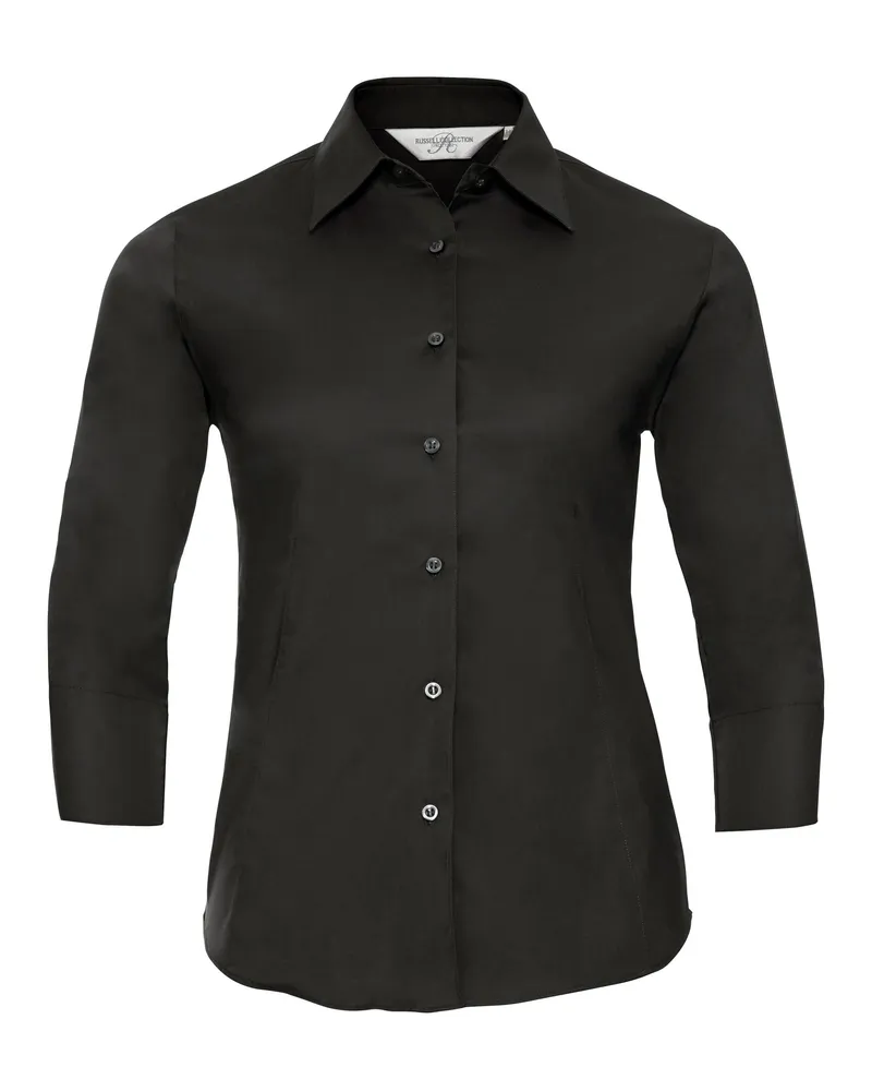 Russell Athletic Russell Collection Easy Care Bluse, 3/4-Armlänge (Schwarz Schwarz