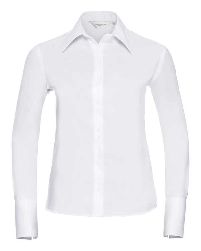Russell Athletic Russell Collection - Langärmelige bügelfreie Bluse - Damen (Weiß Weiß