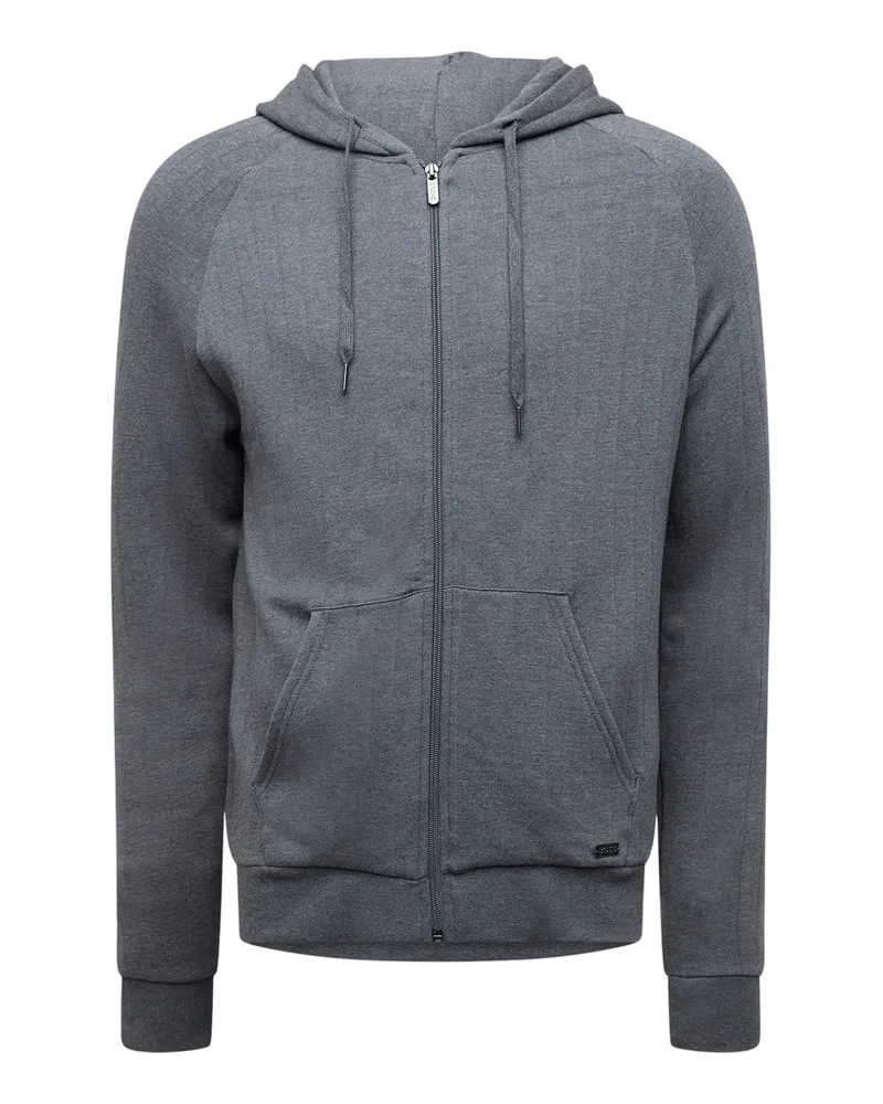 HUGO BOSS Heritage" Hoodie mit durchgehendem Reißverschluss für Herren, Raglanärmel (Mittelgrau Grau