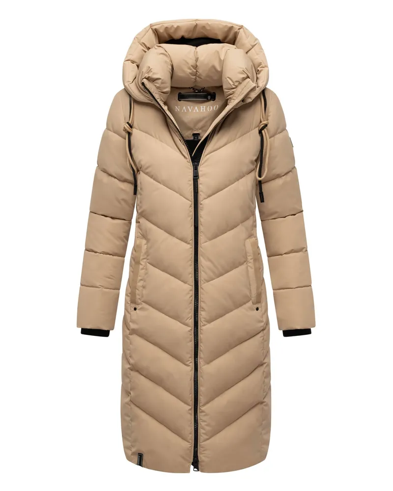 NAVAHOO Damen-Winterjacke „Sahnekatzii“, lang und extra warm, gesteppte Außenform - Beige Beige