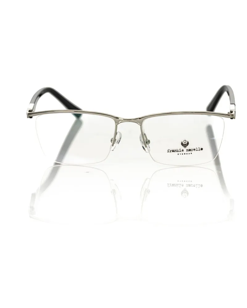 Frankie Morello Metall Rechteckige Brille Hellgrau