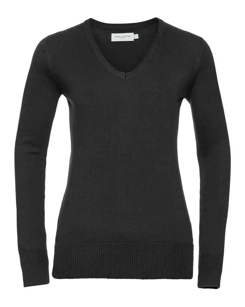 Russell Athletic Russell Collection - Sweatshirt V-Ausschnitt für Damen (Schwarz Schwarz