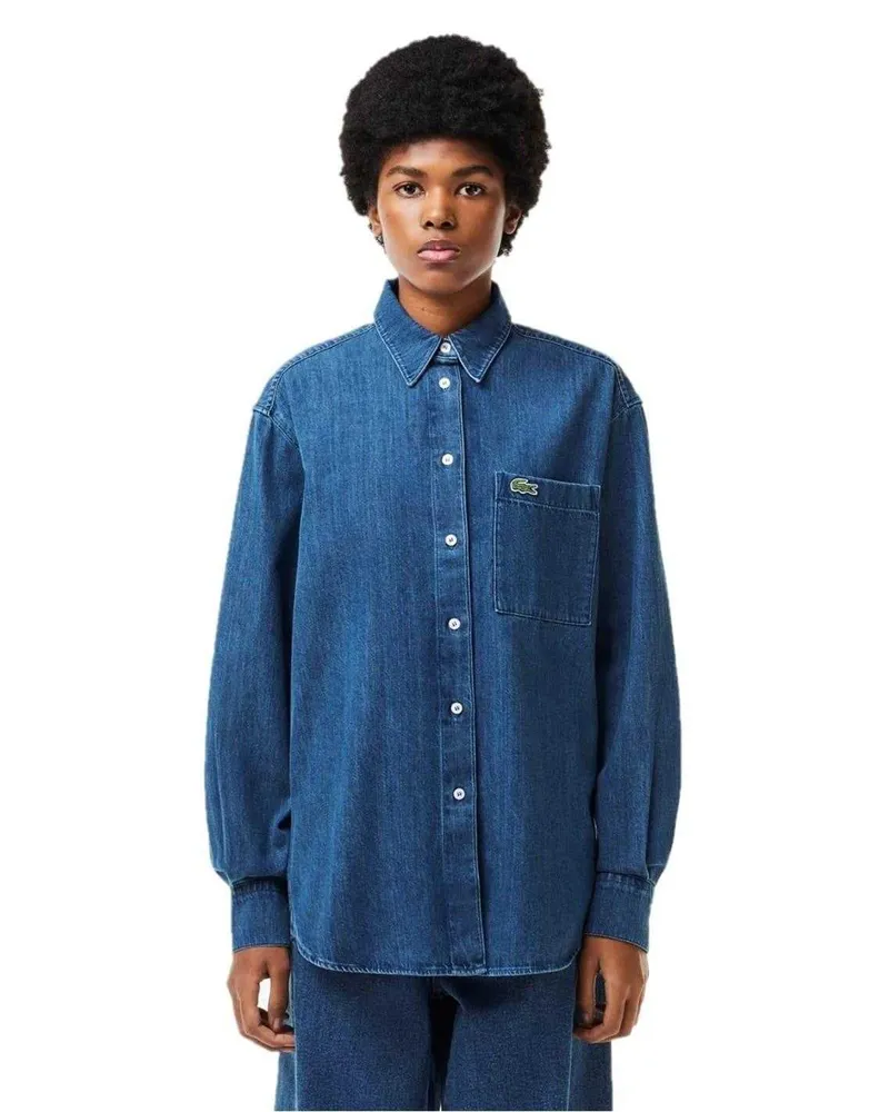 Lacoste Hemd für Damen, Denim (Mittelblau Mittelblau