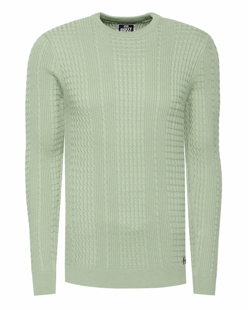 Rusty Neal Super-Slim-Fit Streetwear Fein Strick Pullover Mintgrün