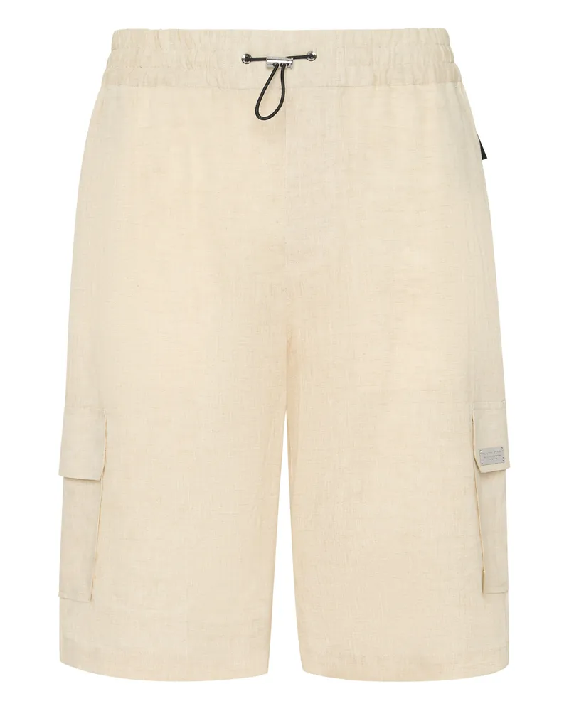 Philipp Plein Leinen-Shorts, Cargo - Beige Beige