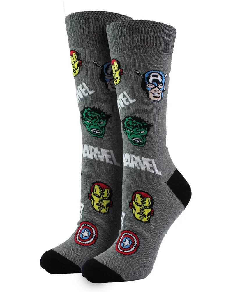 Marvel Herren  Socken | Neuheit Captain America, Spiderman, Superman, Iron Man, und Hulk Socken | Marvel Geschenke - Marvel Grau