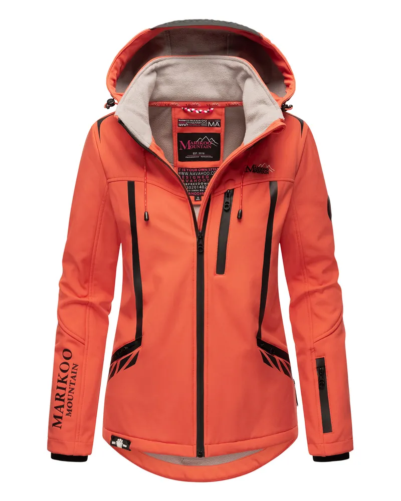 Marikoo Damen Softshelljacke – Mount-Cho-Oyu mit abnehmbarer Kapuze Rosa