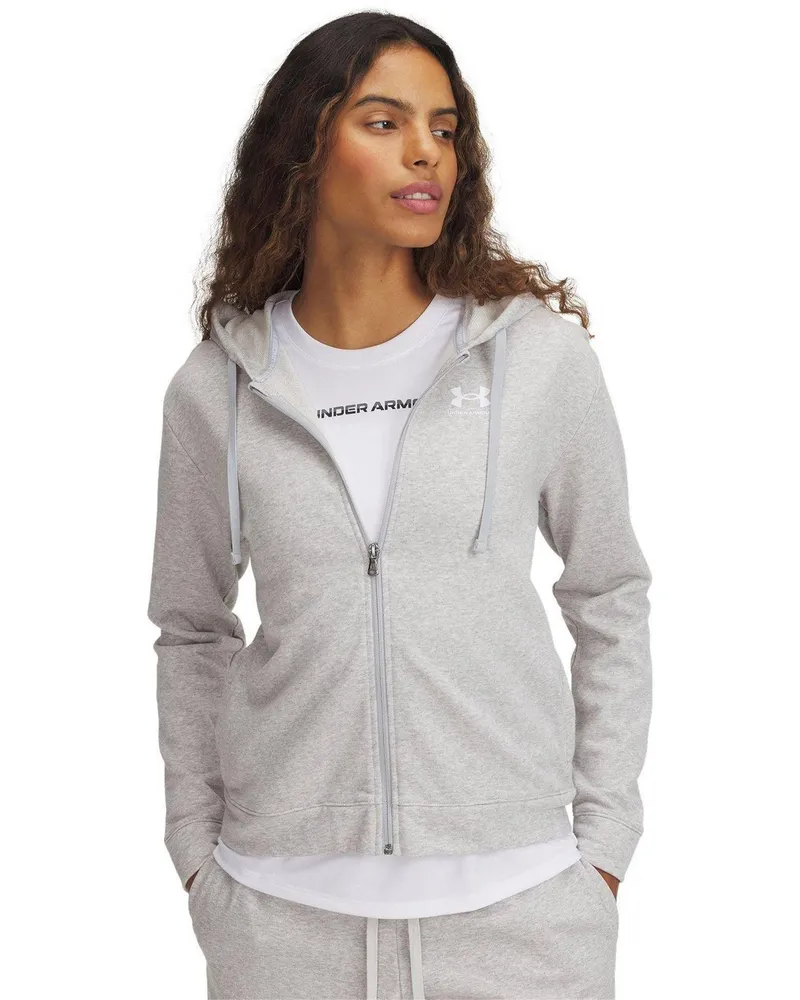 Under Armour Rival Terry" Hoodie mit durchgehendem Reißverschluss für Damen, Langärmlig (Grau Grau