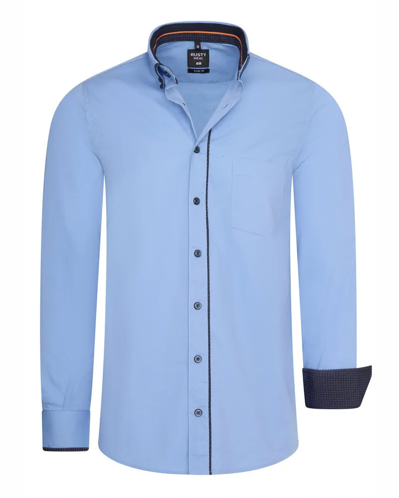 Rusty Neal Business-Hemd im Lässigen Design Stretch-Effekt Blau