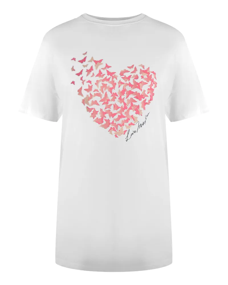 Moschino T-shirt Mit Flatterndem Herz-design, Weiß Weiß