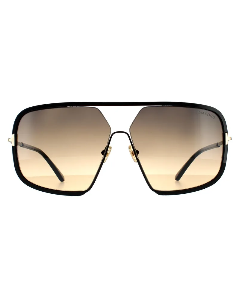 Tom Ford Aviator Herren Glänzend Schwarz Rauch Gradient Schwarz
