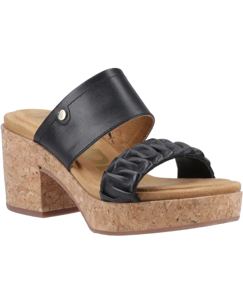 Hush Puppies Poppy Leder Damen schwarze Sandalen Schwarz