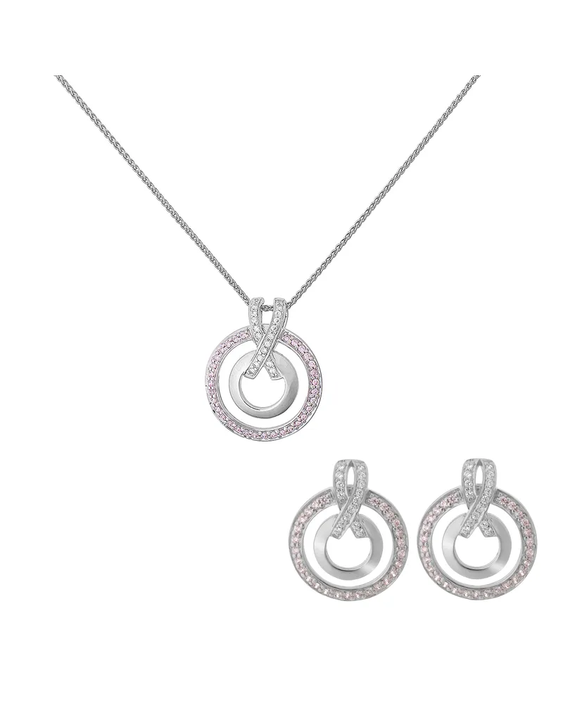 Orphelia Azalea' Damen 925 Sterling Silber Set: Kettenanhänger + Ohrringe - Silber SET-7095 Silber