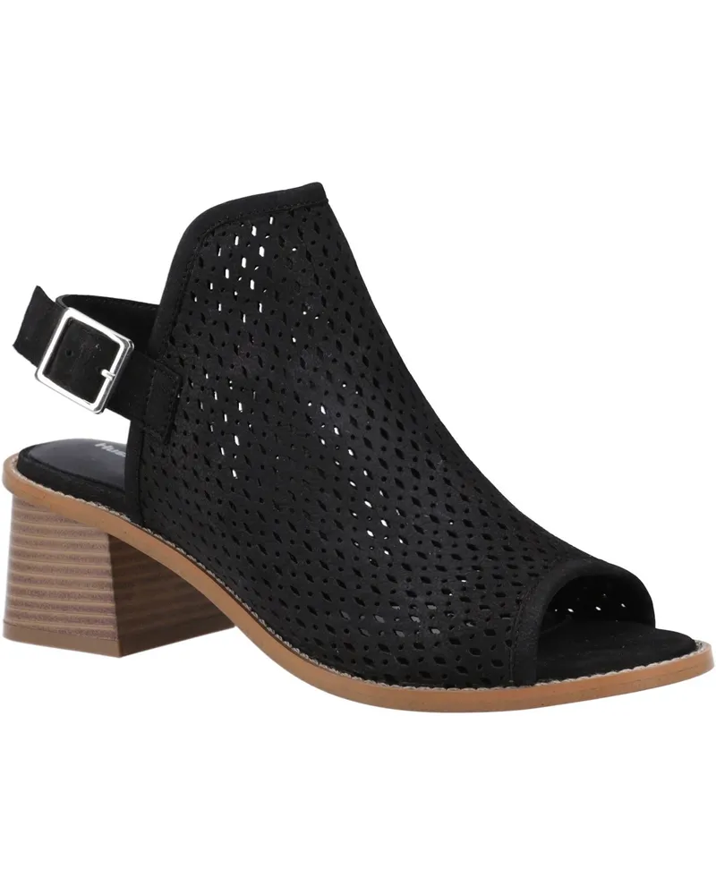 Hush Puppies Louise Heeled Damen Sandalen Aus Schwarzem Leder Schwarz