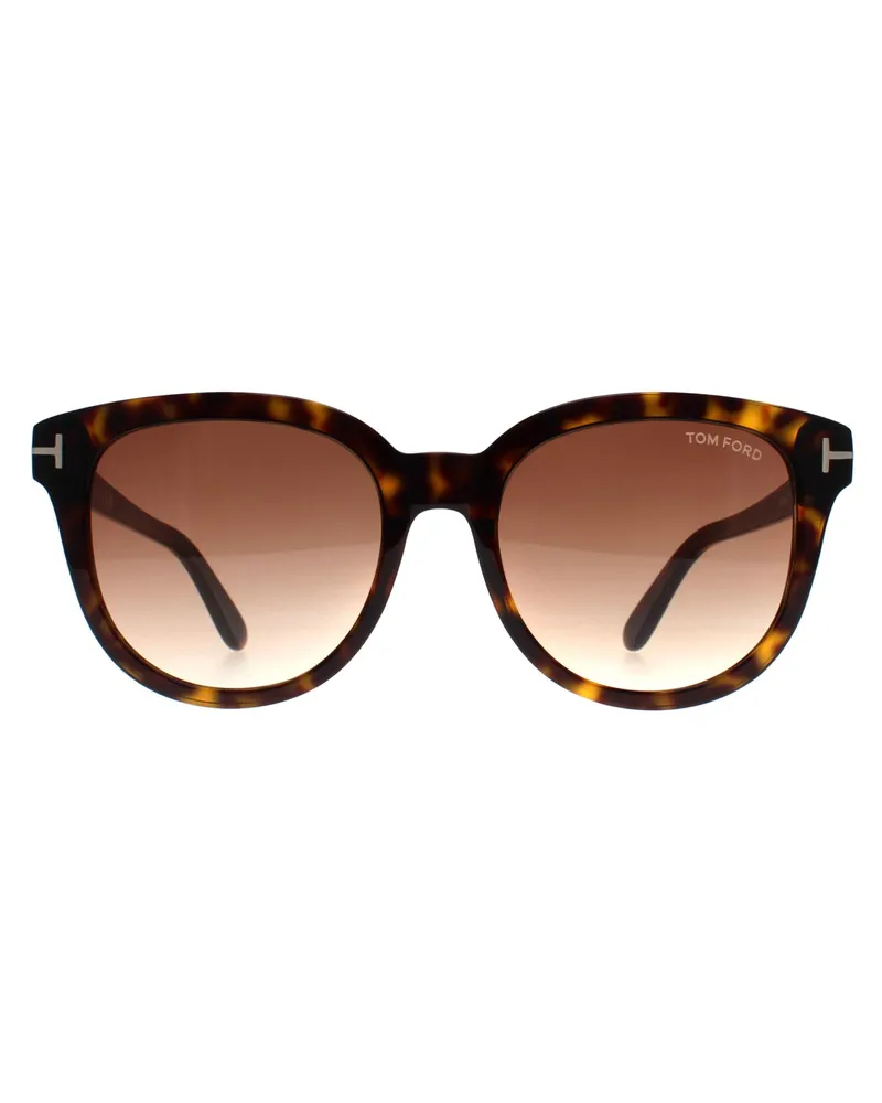 Tom Ford Rund Damen Dunkel Havanna Braun Farbverlauf Olivia FT0914 Braun