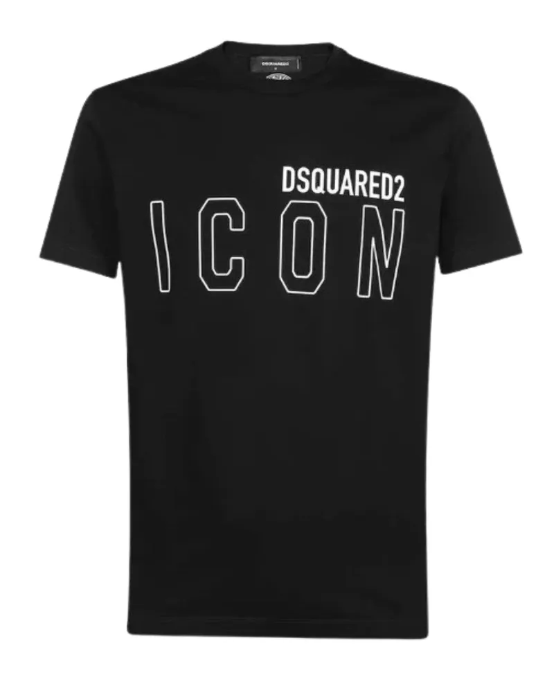 Dsquared2 Icon Outline Logo Schwarzes T-shirt Schwarz
