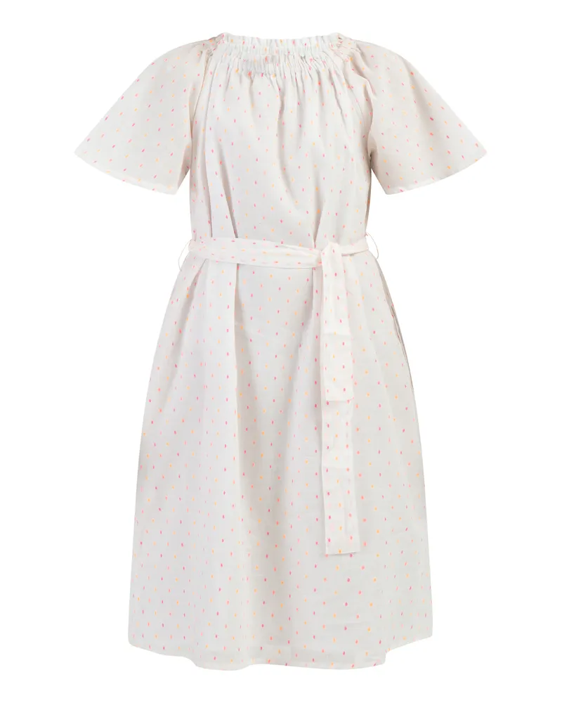 My Mo Kleid Mädchen Weiss Pinkorange Punkte Weiß