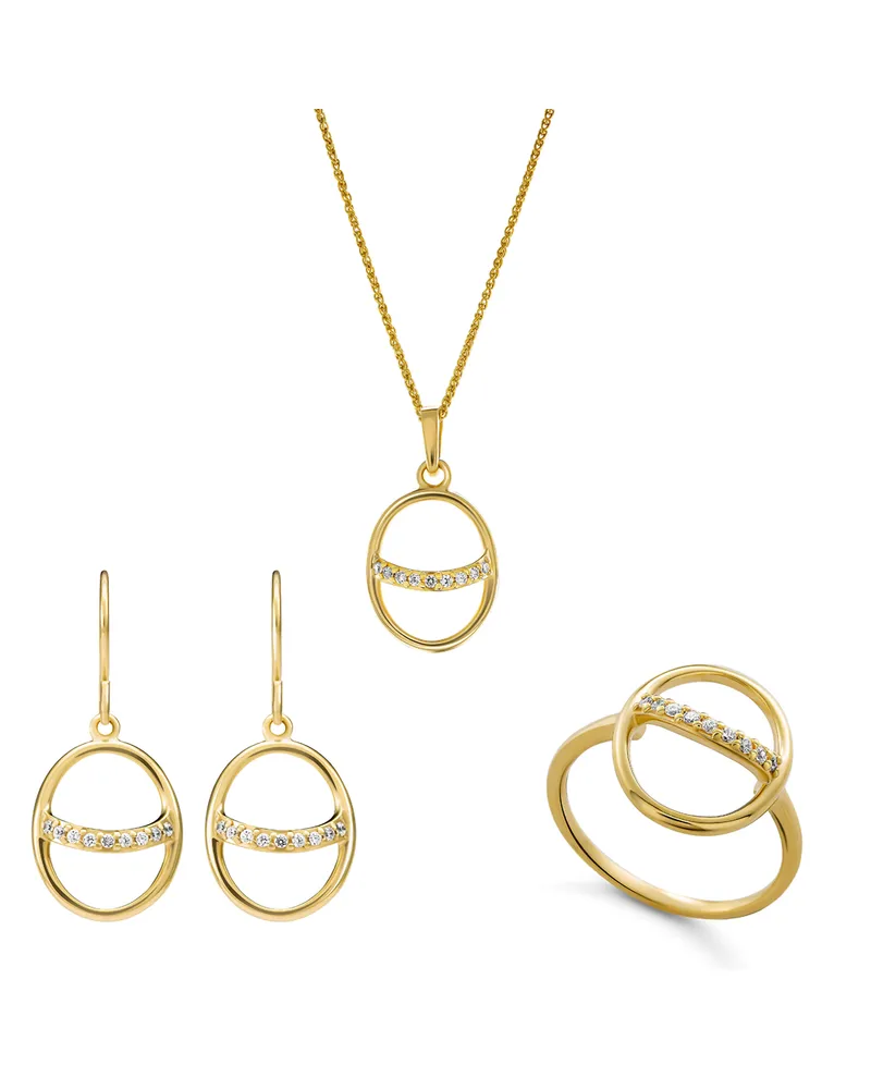 Orphelia Amaliada' Damen 925 Sterling Silber Set: Halskette + Ohrringe + Ring - Gold SET-7572 Gold