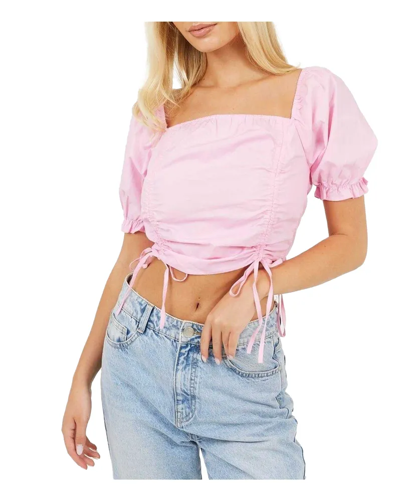 Brave Soul Kurzes Top für Damen, Puffärmel (Pink Rosa