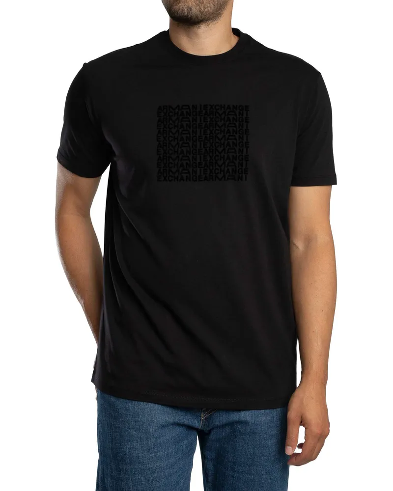 Armani Exchange Logo Grafik T-Shirt, Schwarz Schwarz
