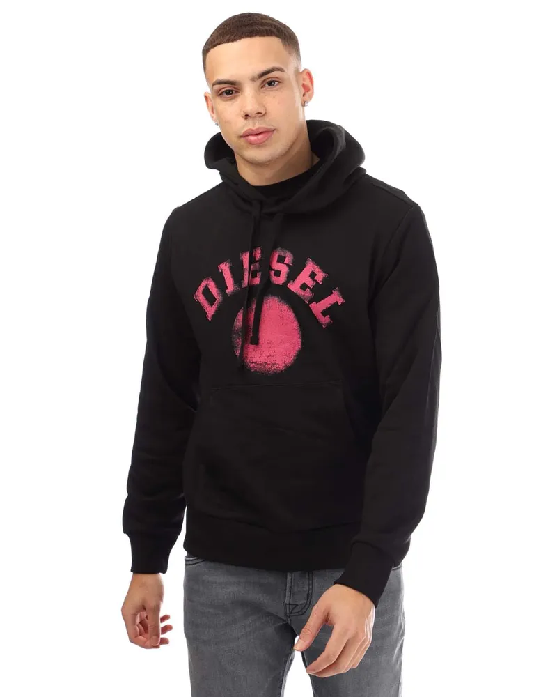 Diesel Schwarzer Kapuzenpullover Mit Verzerrtem Punktdesign Schwarz