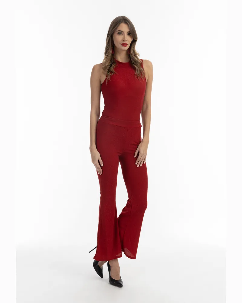 FAINA Pantalon en jersey avec fil brillant Rot