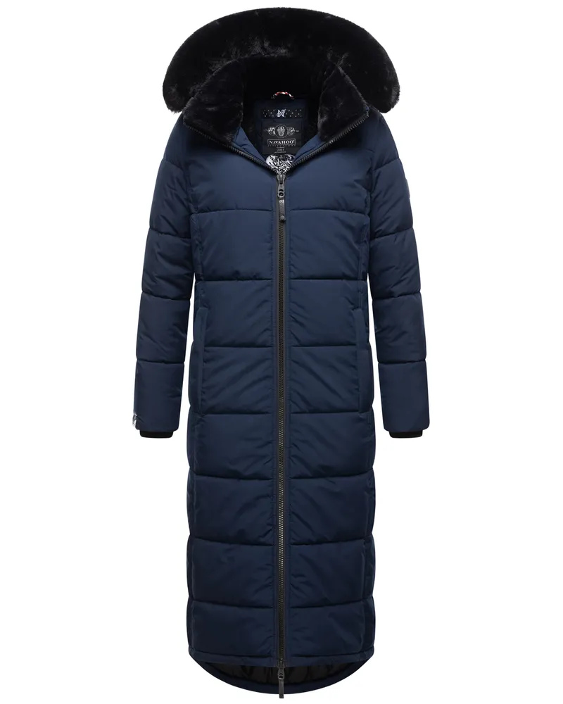 NAVAHOO Damen Winterjacke Knuddelfee – Extra Lang & Kuschelig Warm Blau