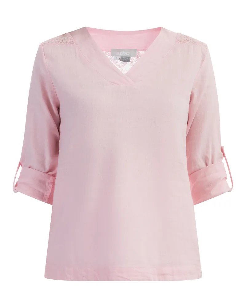 Usha Blusenshirt mit Spitze Damen hellrosa Rosé