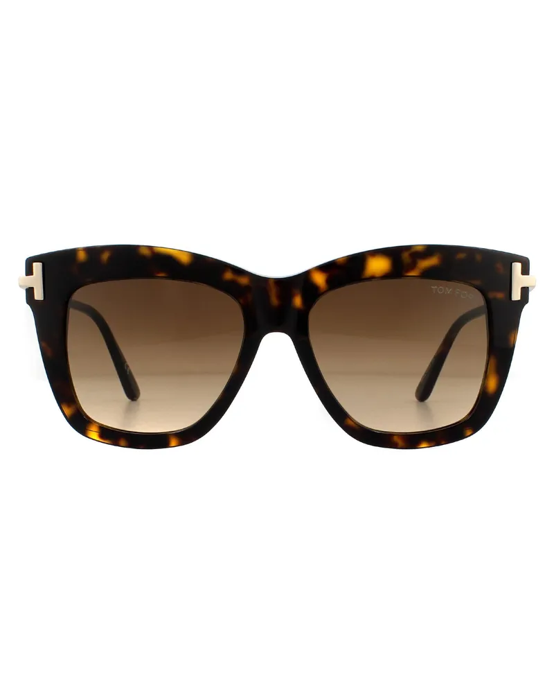 Tom Ford Square Womens Dark Havana Brown Gradient Sonnenbrille Braun