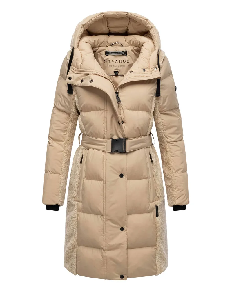 NAVAHOO Damen Wintermantel Funkelteddy – stilvoll, warm & modern Beige