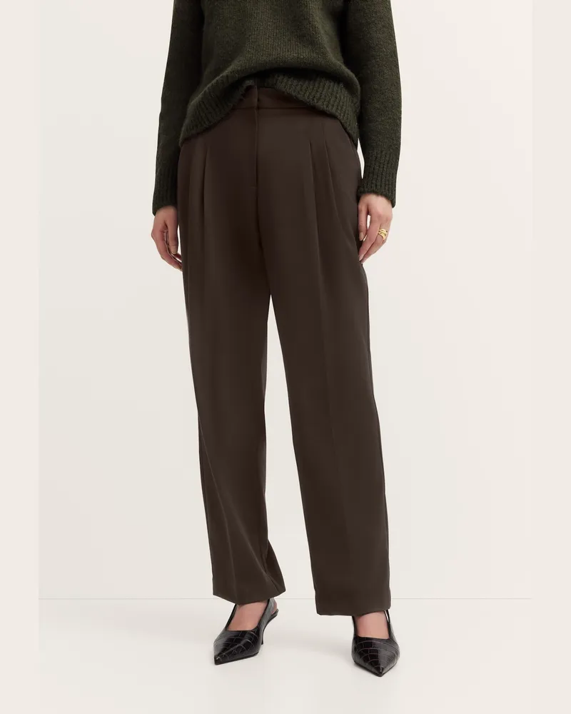 Bugatti Damen Freizeithose mit Bundfalte Braun