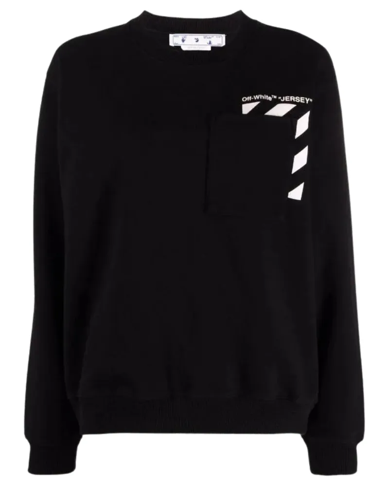 OFF-WHITE Diag Regular Crewneck Schwarzes Sweatshirt Schwarz