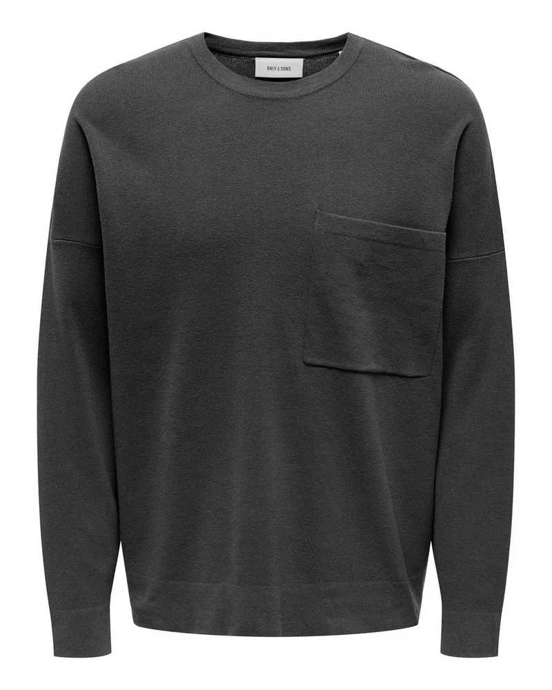 only Sweatshirt für Herren, Rundhalsausschnitt, leger (Magnet (Farbe Dunkelgrau