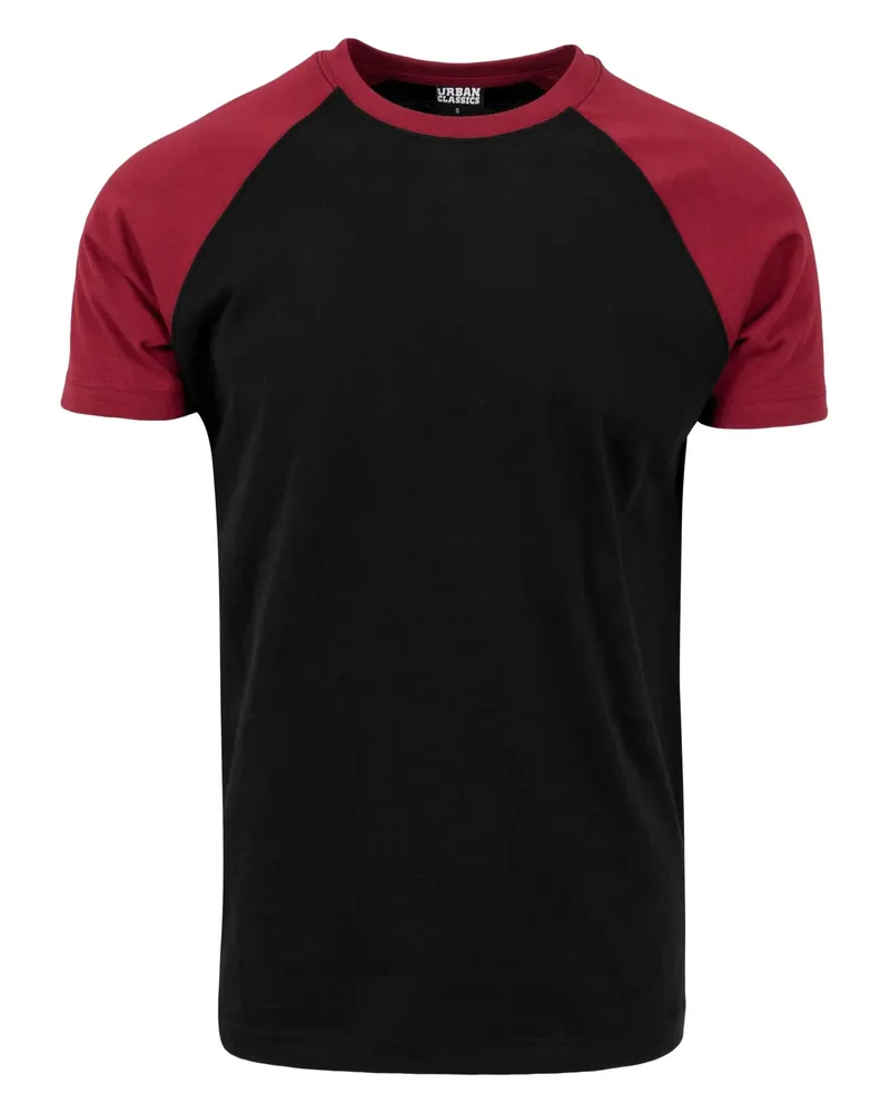 Urban Classics T-Shirt für Herren Raglanärmel (Schwarz/Burgunderrot Schwarz