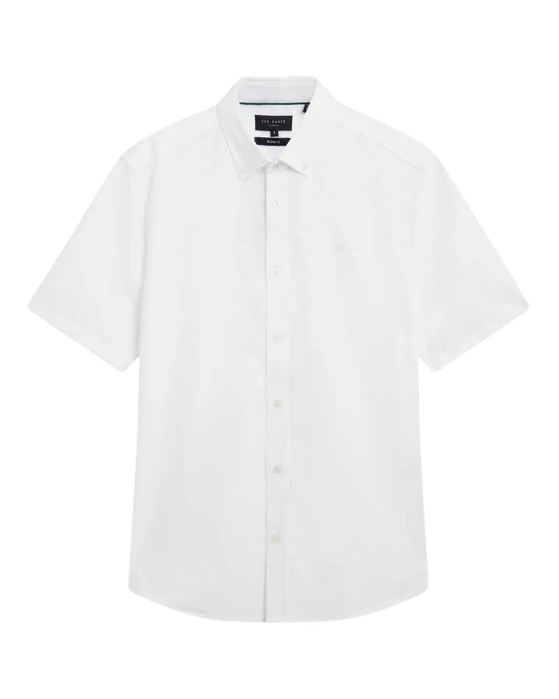 Ted Baker Hemd für Herren, Oxford-Stil, Regulär, kurzärmlig (Weiß Weiß