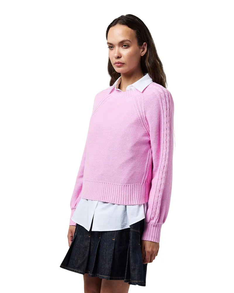 French Connection Pullover für Damen, Mit Zopfmuster (Bubblegum Rosa Rosa