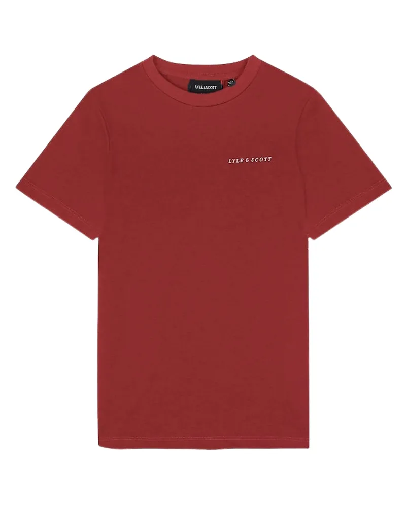 Lyle & Scott T-Shirt mit gesticktem Fletcher-Logo in Burgunderrot Bordeaux