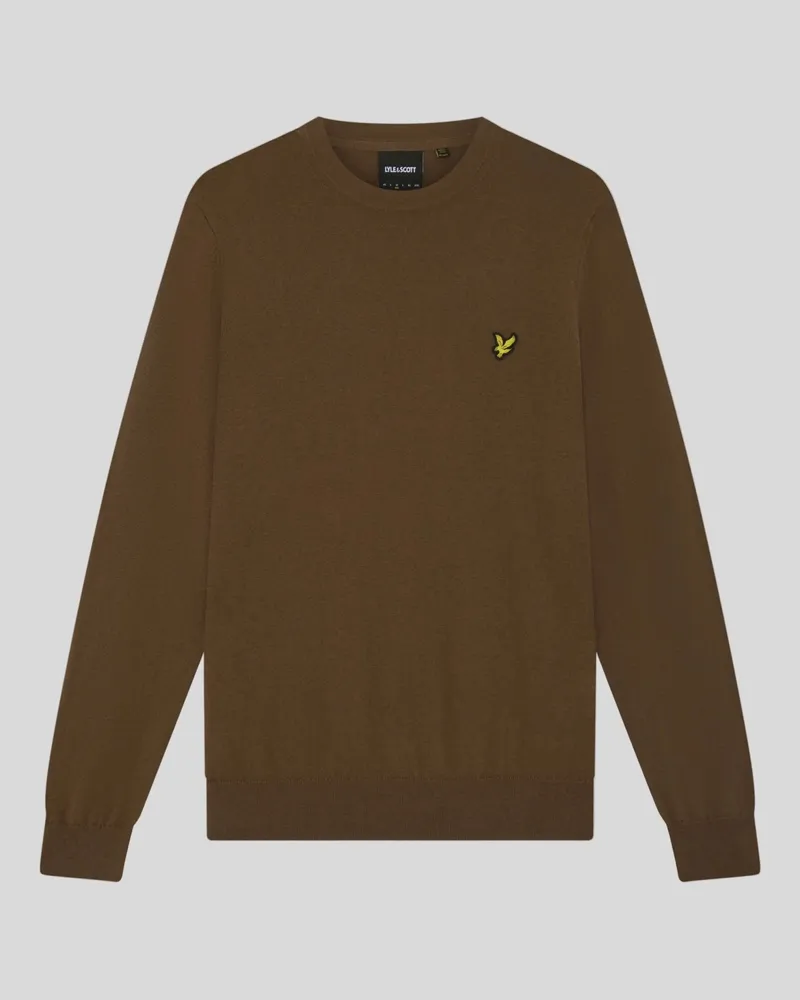 Lyle & Scott Baumwoll-Merinowolle-Rundhalspullover Braun