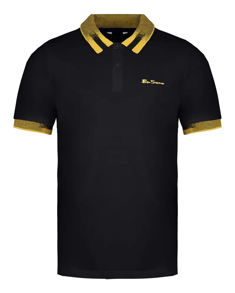 Ben Sherman Collar Interesse Herren schwarzes Polohemd Schwarz