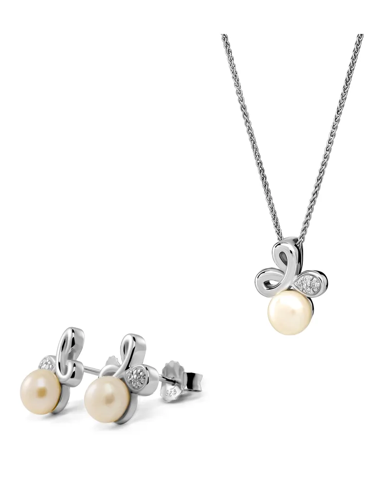 Orphelia Elisabeth' Damen 925 Sterling Silber Set: Kettenanhänger + Ohrringe - Silber SET-7511 Silber