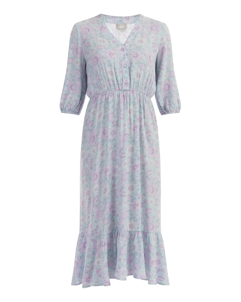 Usha Midikleid Damen Türkis Mehrfarbig Mehrfarbig