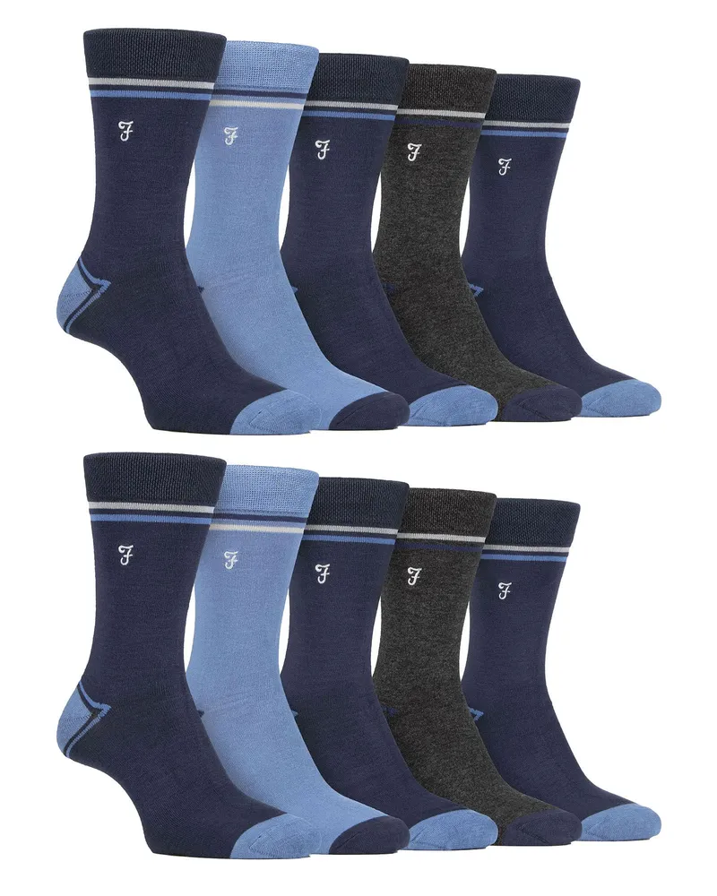 Farah 1920 Herren 10er-Pack bunte Bambus-Socken Mehrfarbig