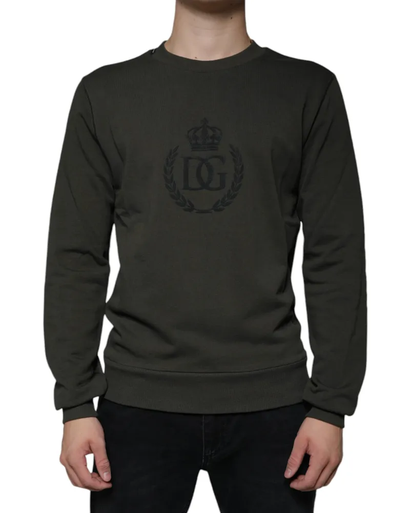 Dolce & Gabbana Krone-Logo Sweatshirt Olivgrün Dunkelgrau