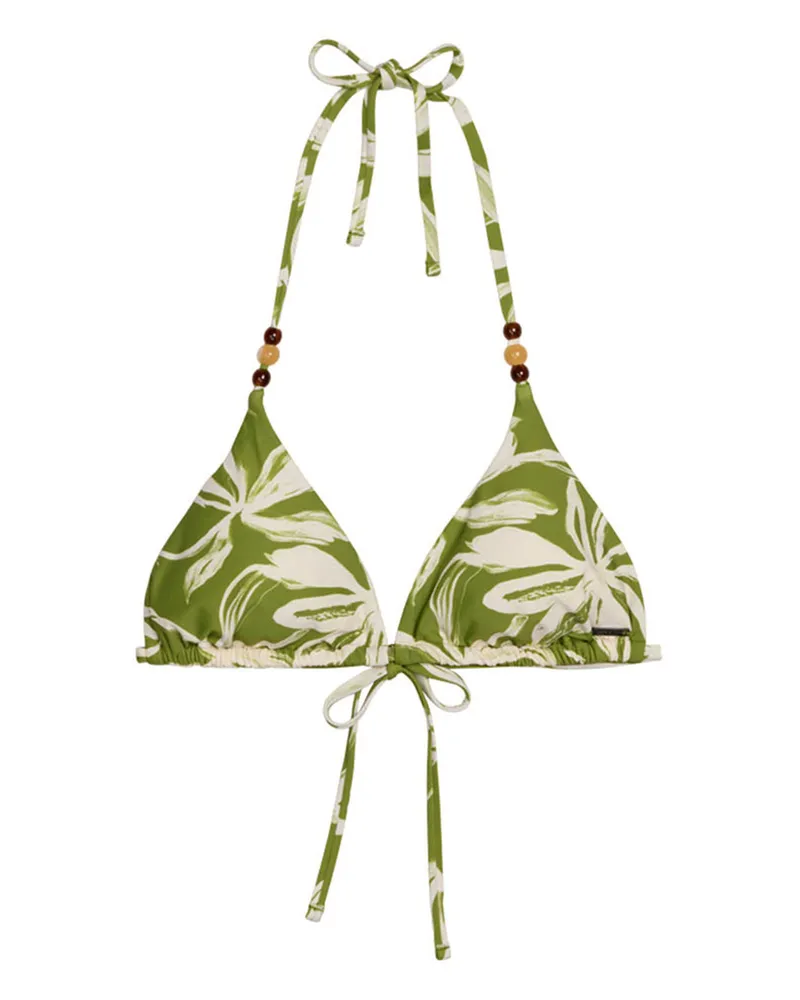 Marc O'Polo Marc O'Polo Damen Triangel-Bikini-Top Abstract FlowerTriangle Top, Dreiecks‑Bikini‑Top, Triangel Bikini Khaki