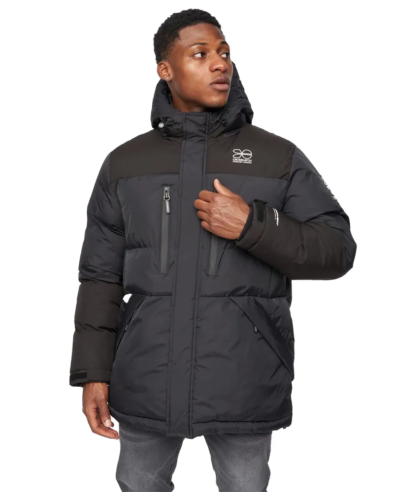 CrossHatch Squadage" Jacke Verkleidet für Herren (Schwarz Schwarz