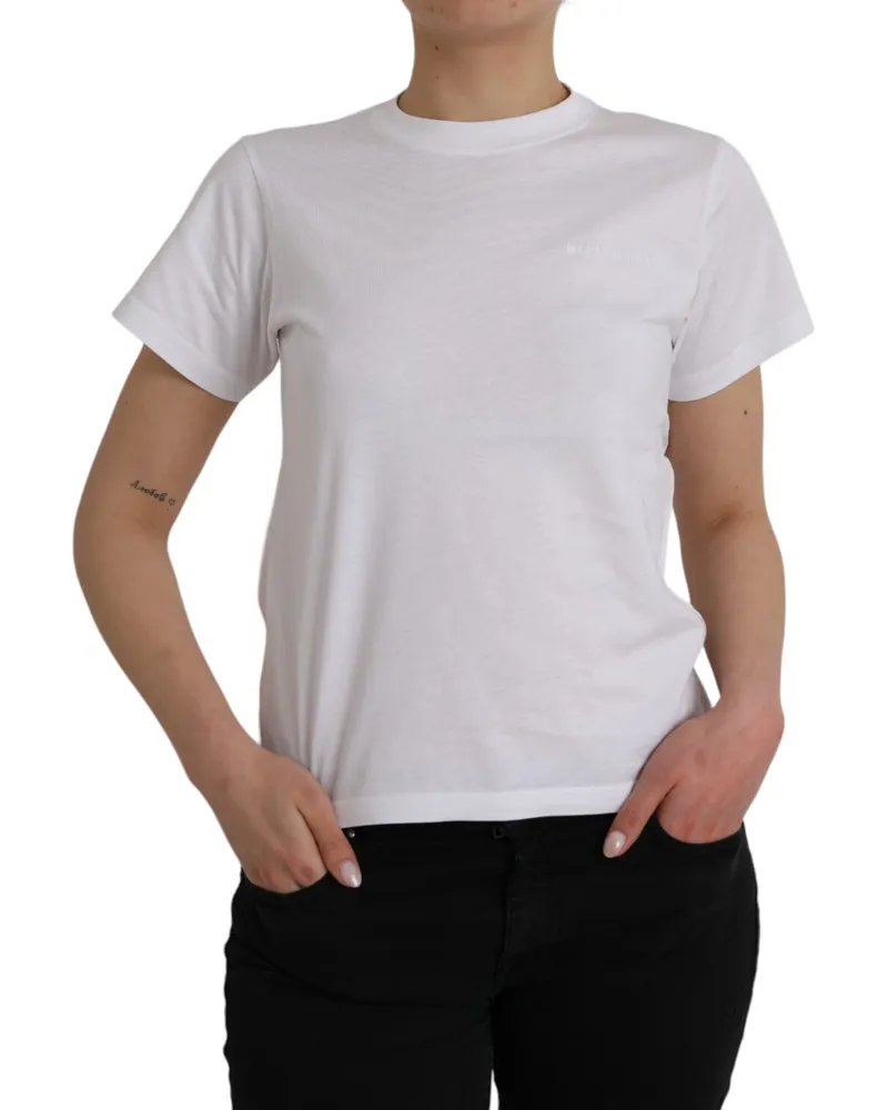 Balenciaga Logo T-Shirt mit kurzen Ärmeln Weiß