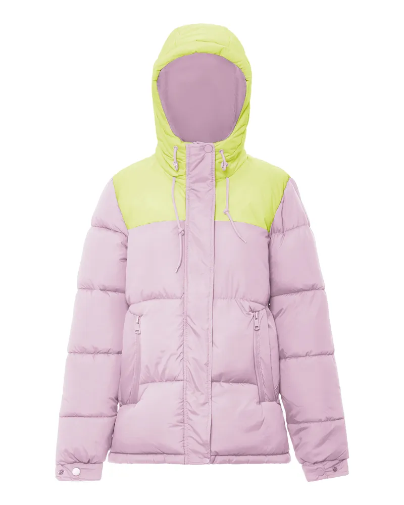 My Mo Wattierte Steppjacke für Damen, gesteppte Oberfläche, geraffter Saum - Rosa Rosa